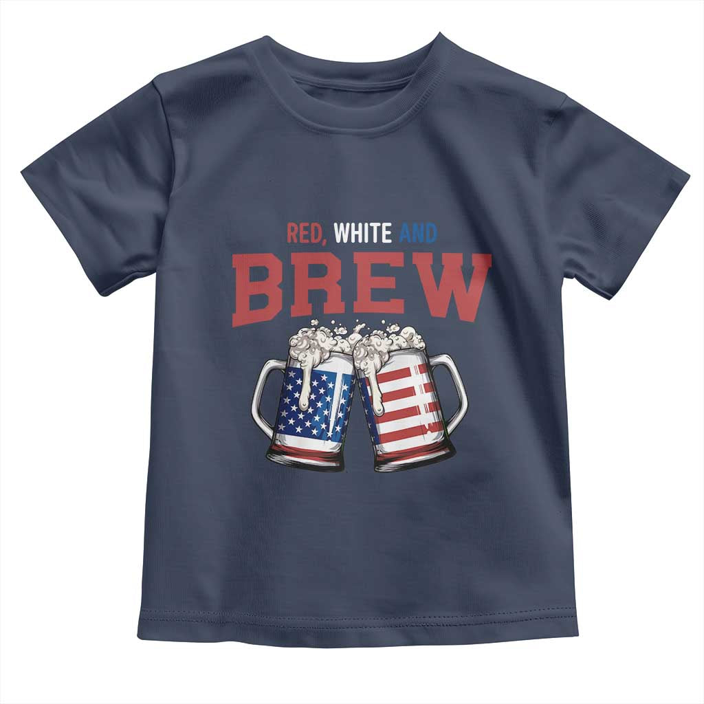 American Flag Beer Lover Toddler T Shirt Red White And Brew