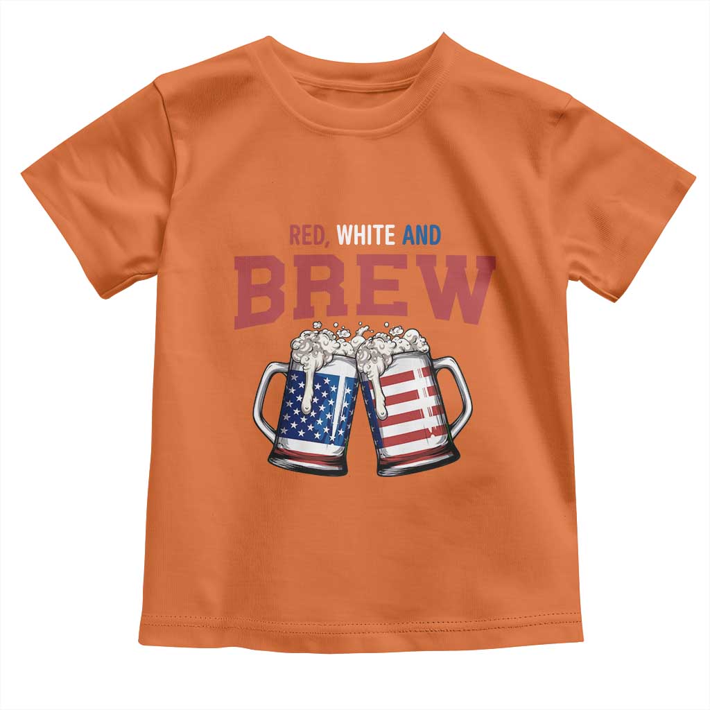 American Flag Beer Lover Toddler T Shirt Red White And Brew