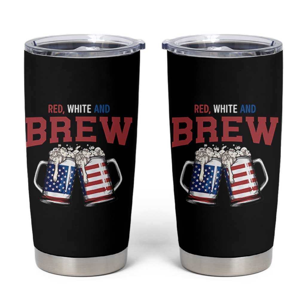 American Flag Beer Lover Tumbler Cup Red White And Brew