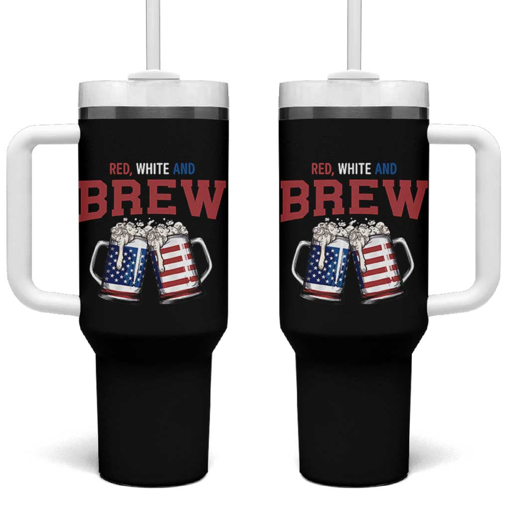American Flag Beer Lover Tumbler With Handle Red White And Brew