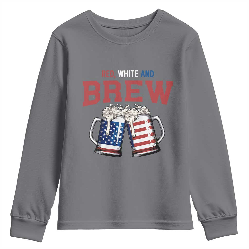 American Flag Beer Lover Youth Sweatshirt Red White And Brew