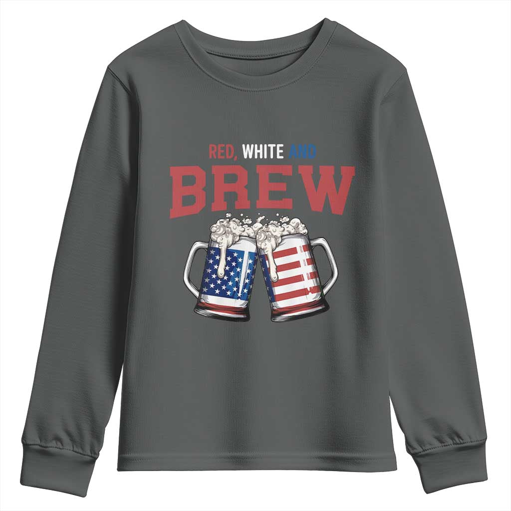 American Flag Beer Lover Youth Sweatshirt Red White And Brew