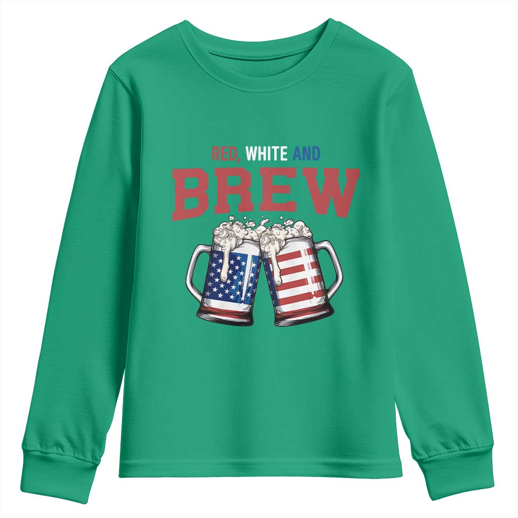 American Flag Beer Lover Youth Sweatshirt Red White And Brew