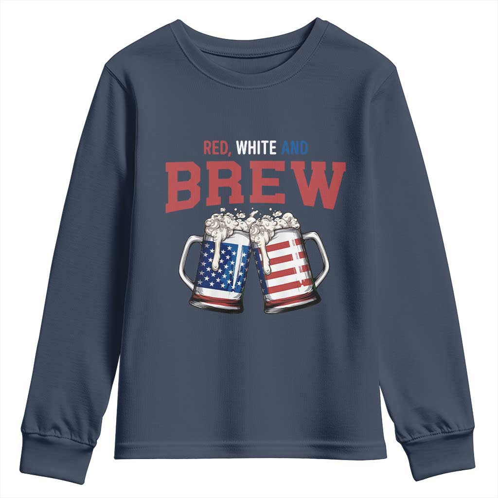 American Flag Beer Lover Youth Sweatshirt Red White And Brew