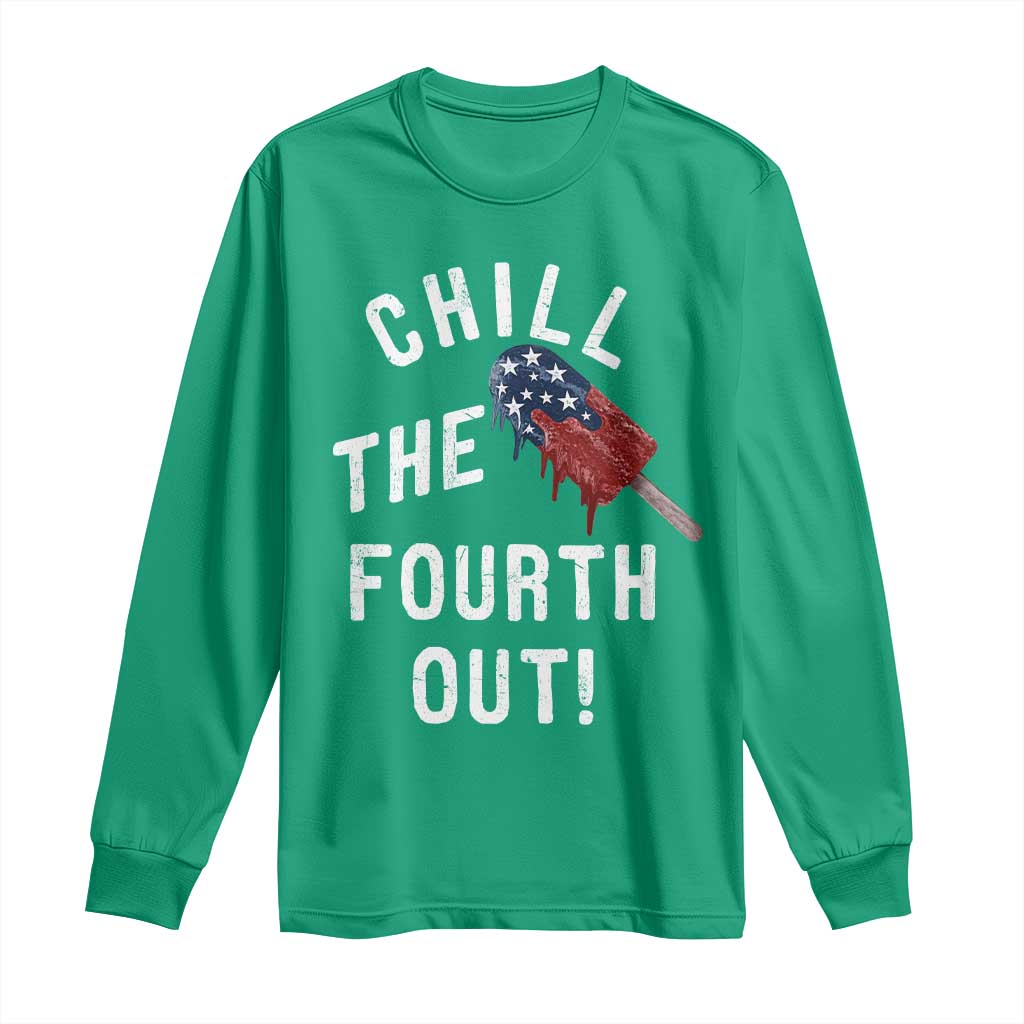 American Flag Popsicle Long Sleeve Shirt Chill The Fourth Out