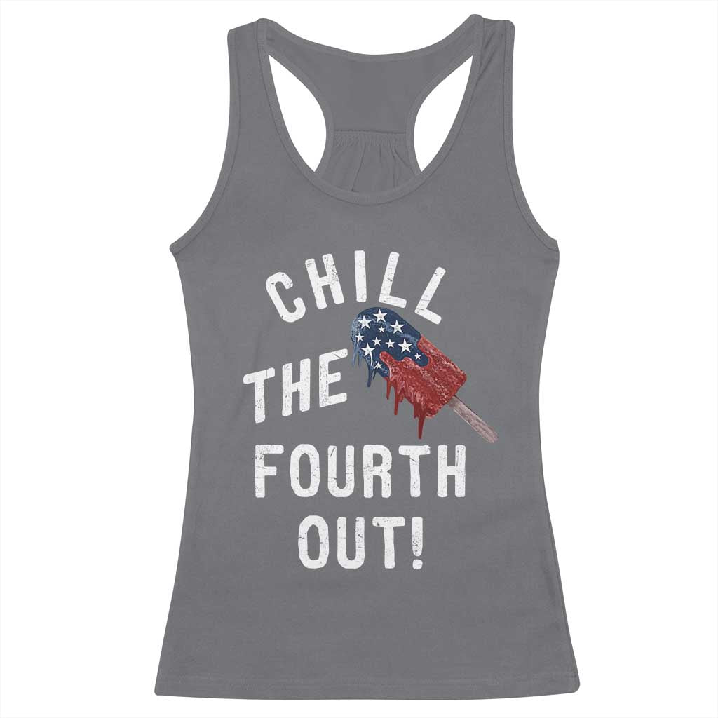 American Flag Popsicle Racerback Tank Top Chill The Fourth Out