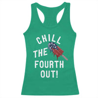 American Flag Popsicle Racerback Tank Top Chill The Fourth Out