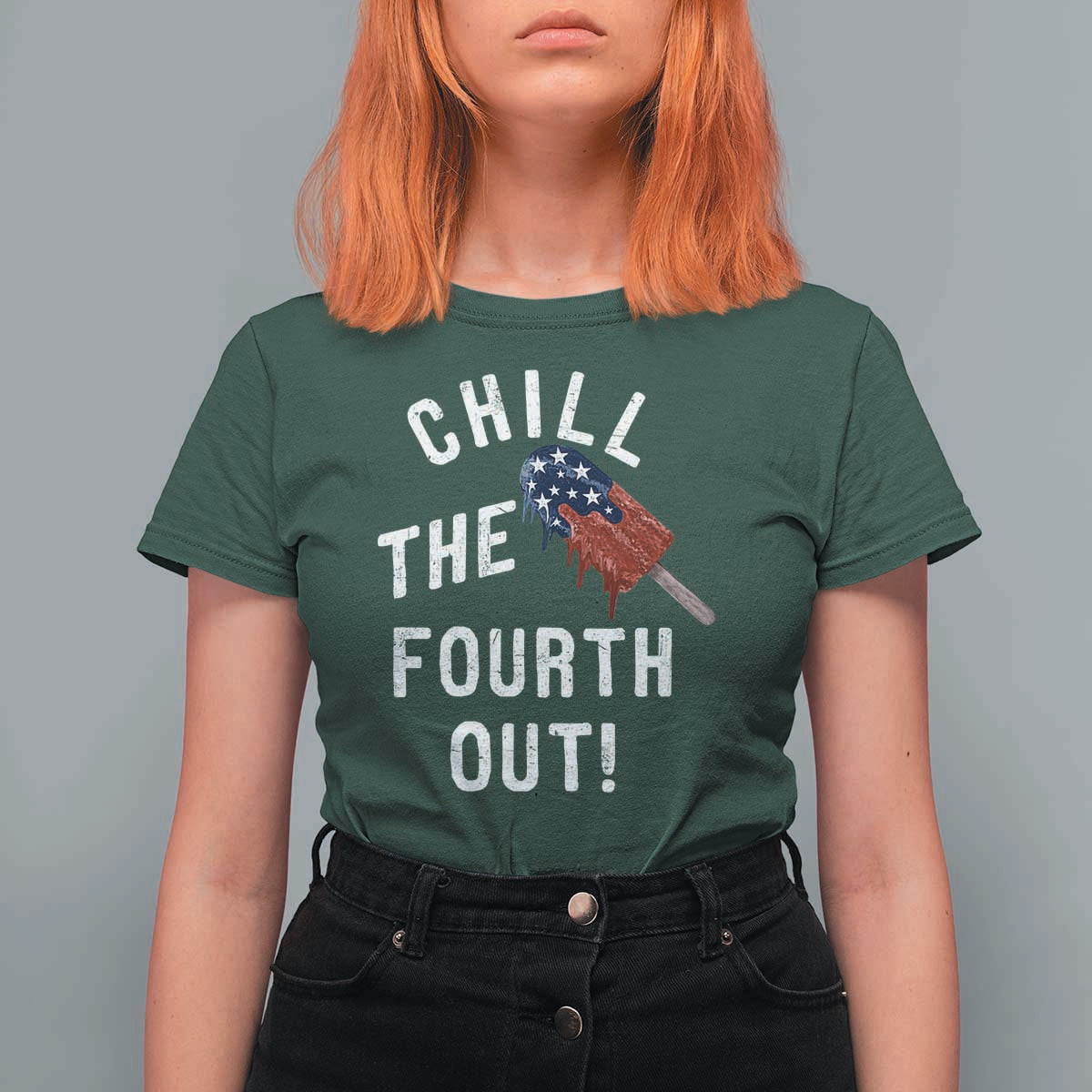 American Flag Popsicle T Shirt For Women Chill The Fourth Out