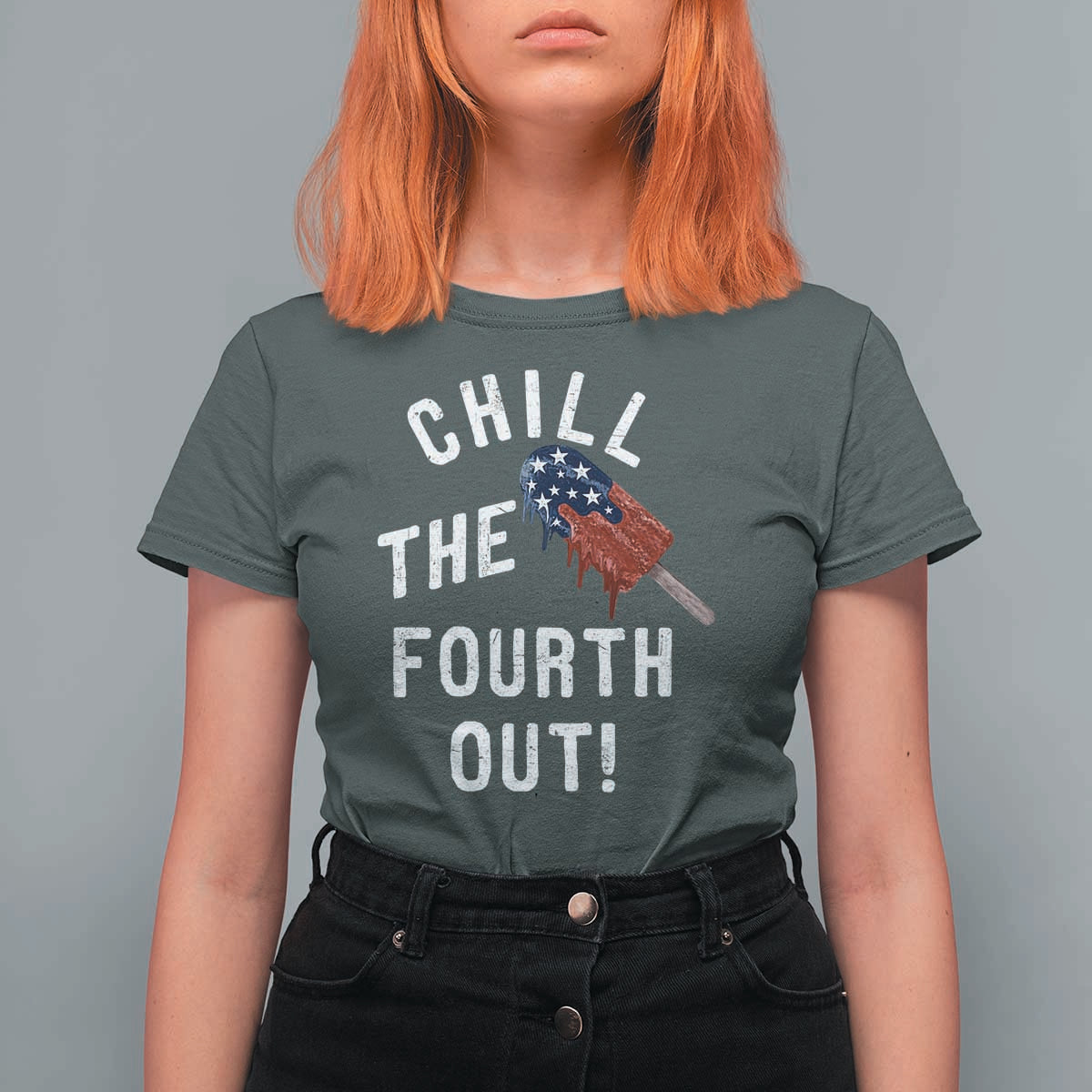 American Flag Popsicle T Shirt For Women Chill The Fourth Out