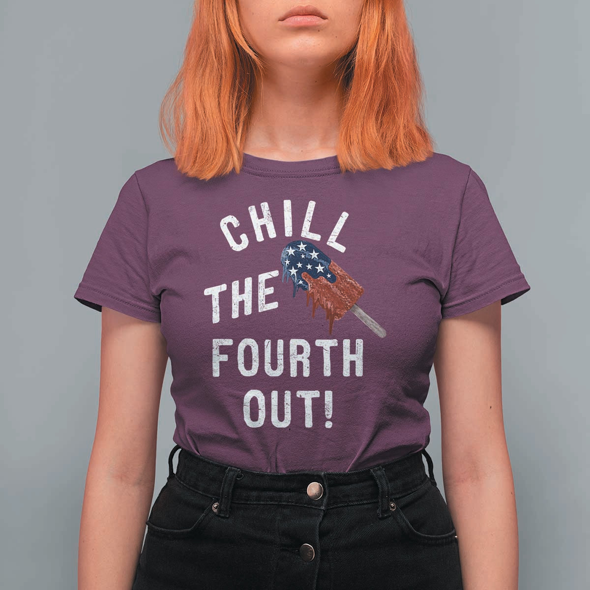 American Flag Popsicle T Shirt For Women Chill The Fourth Out