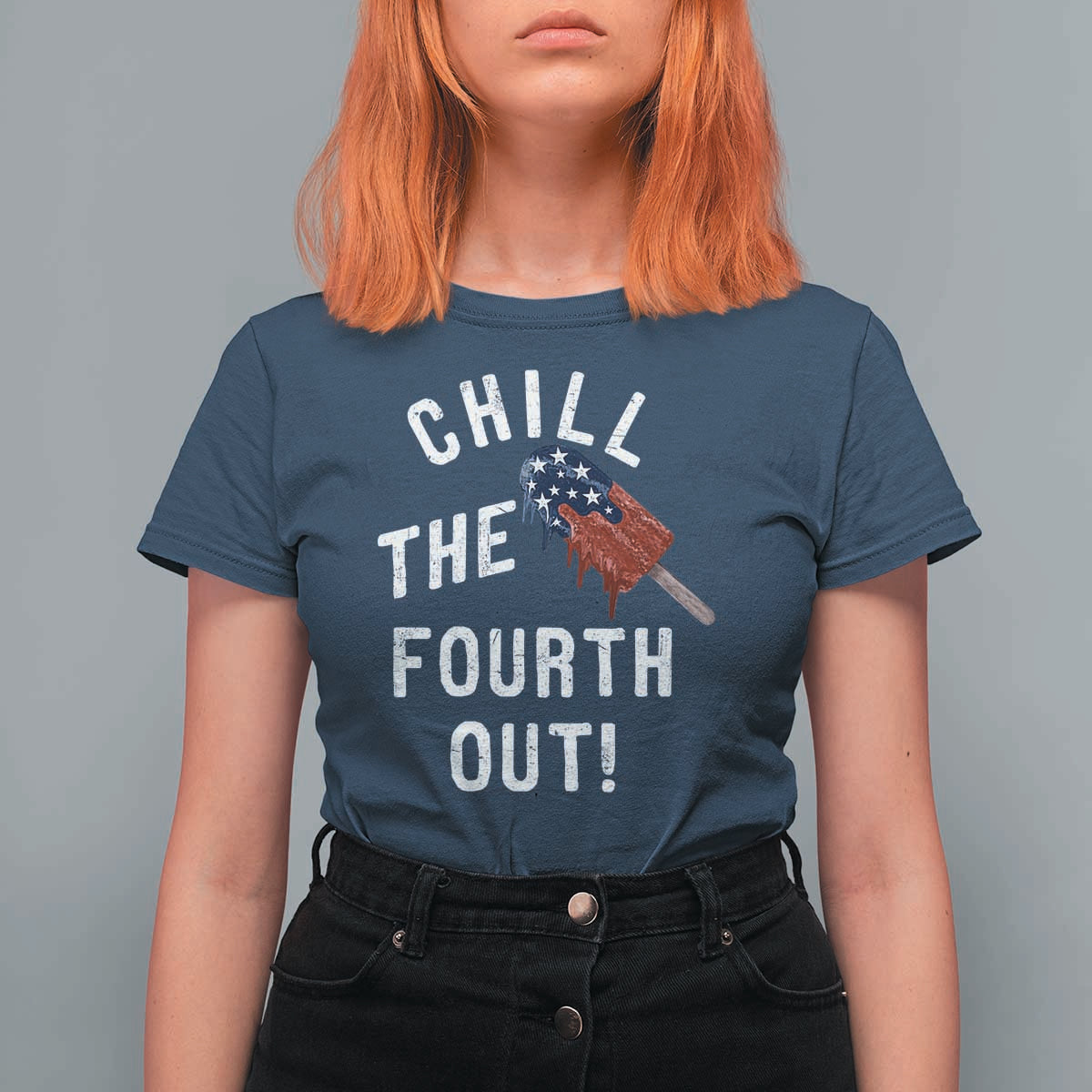 American Flag Popsicle T Shirt For Women Chill The Fourth Out