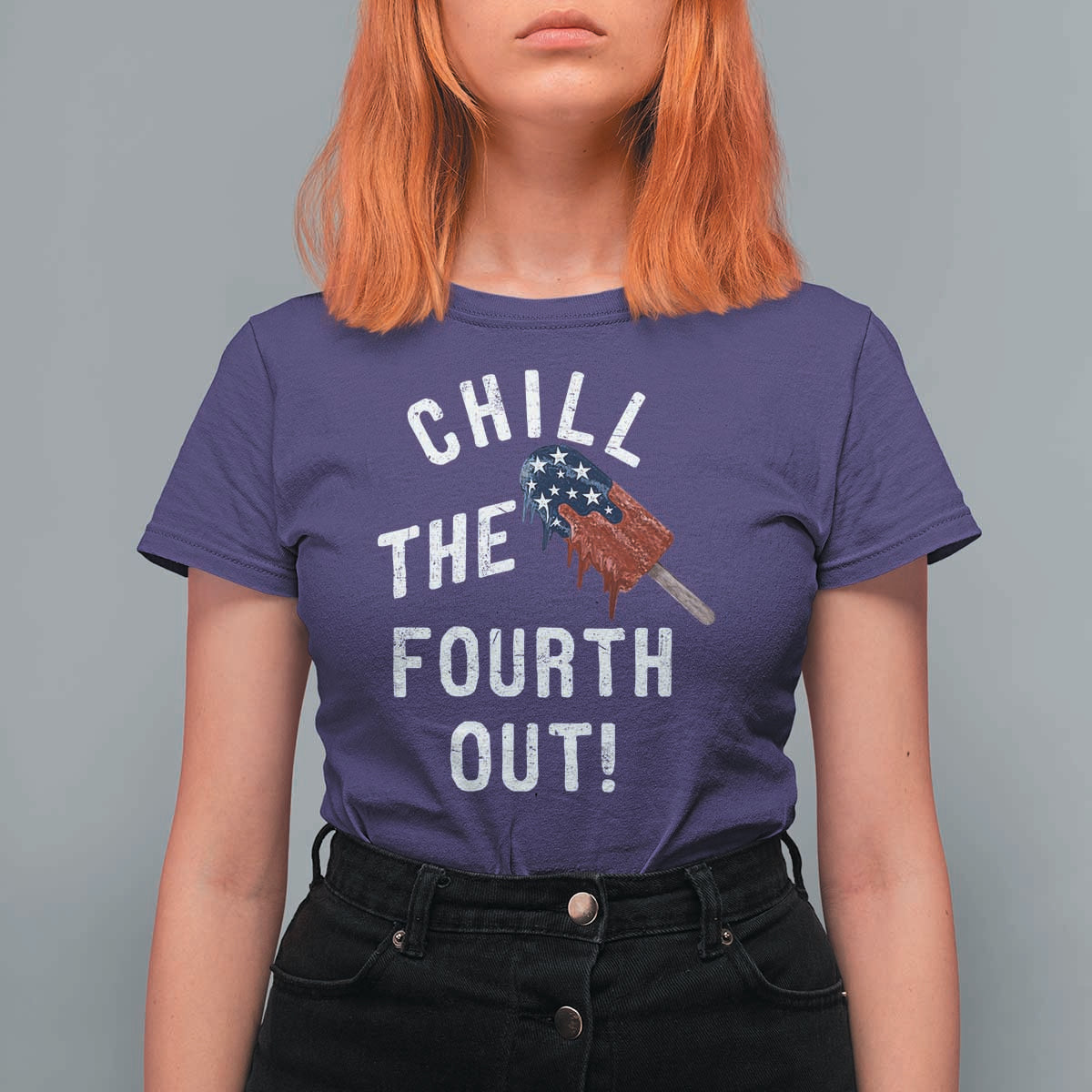 American Flag Popsicle T Shirt For Women Chill The Fourth Out
