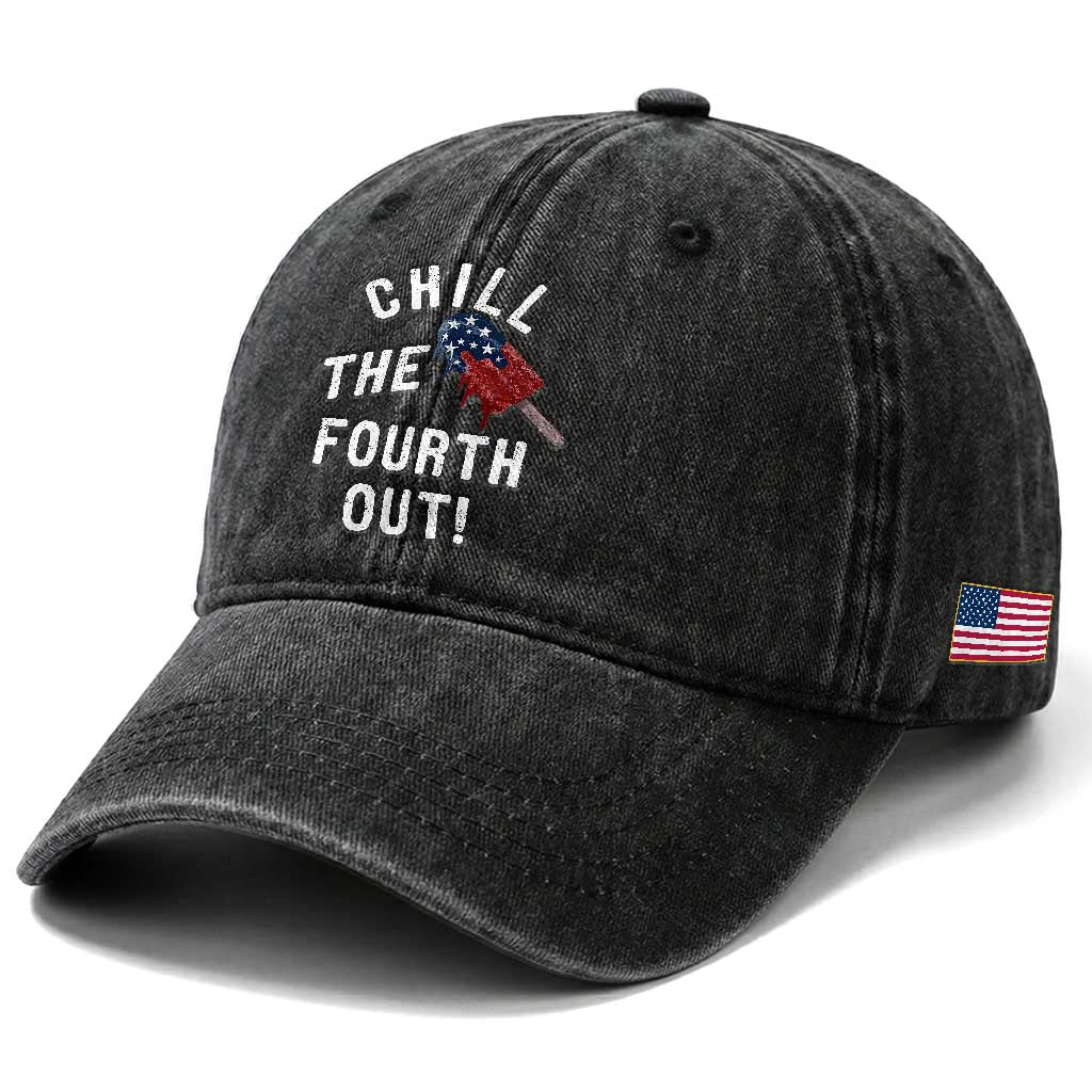 American Flag Popsicle Washed Cotton Baseball Cap Chill The Fourth Out