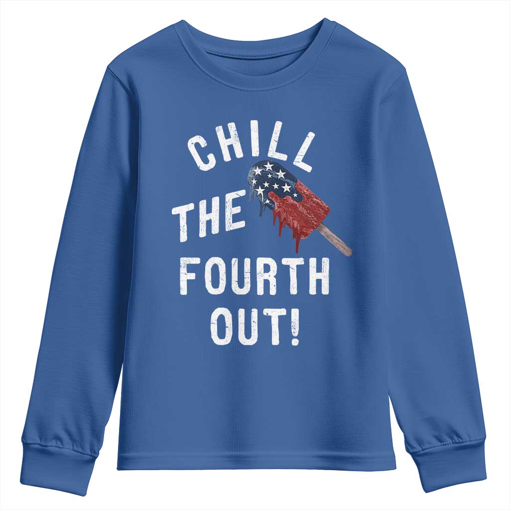 American Flag Popsicle Youth Sweatshirt Chill The Fourth Out