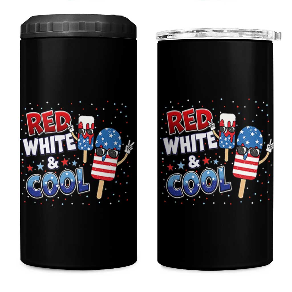 American Flag Popsicle 4 in 1 Can Cooler Tumbler Red White And Cool