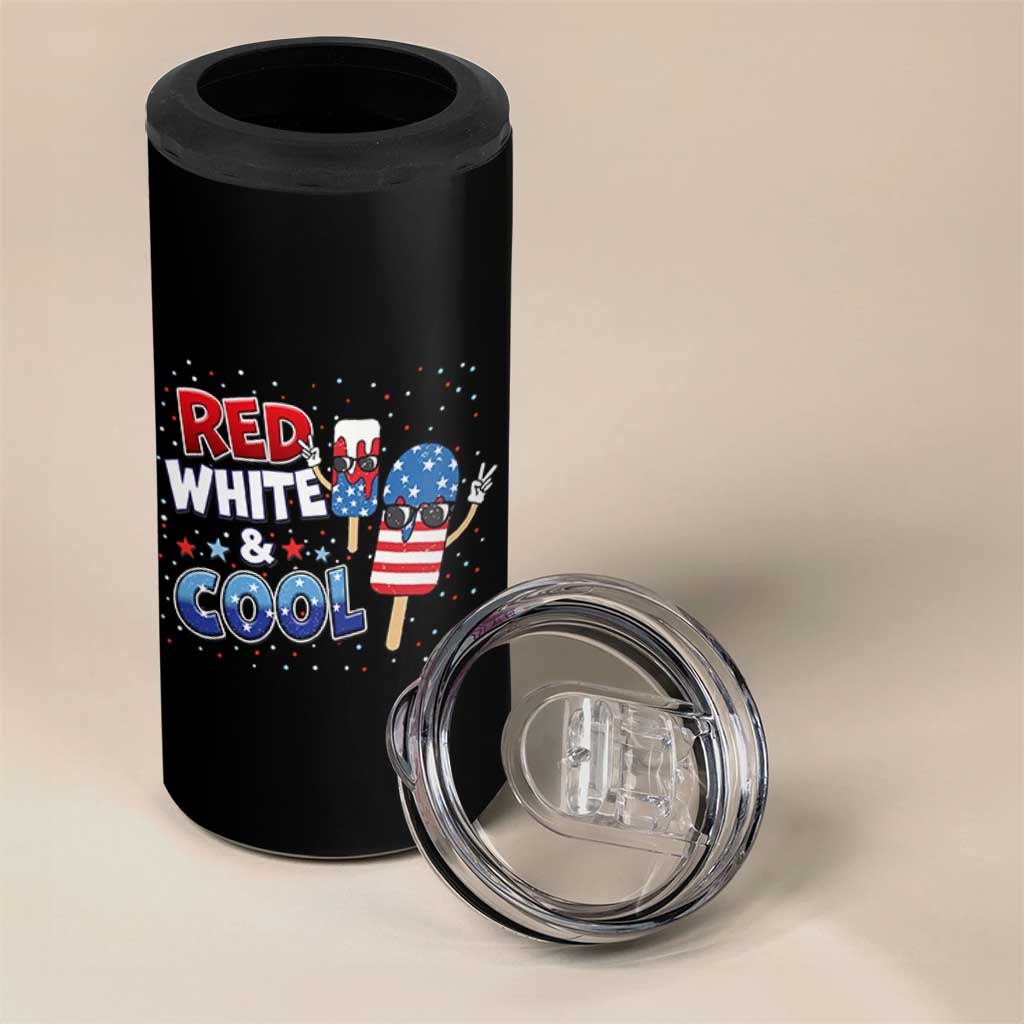 American Flag Popsicle 4 in 1 Can Cooler Tumbler Red White And Cool