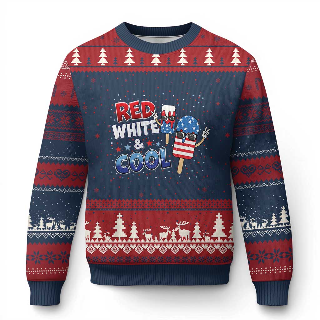 American Flag Popsicle Ugly Christmas Sweater Red White And Cool