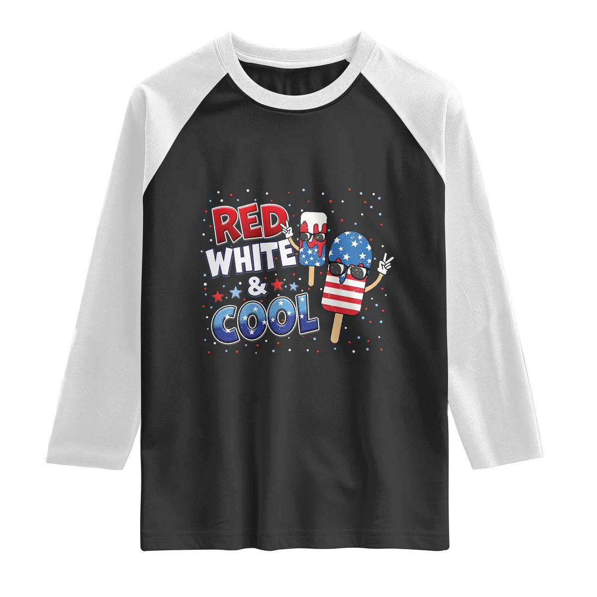 American Flag Popsicle Raglan Shirt Red White And Cool