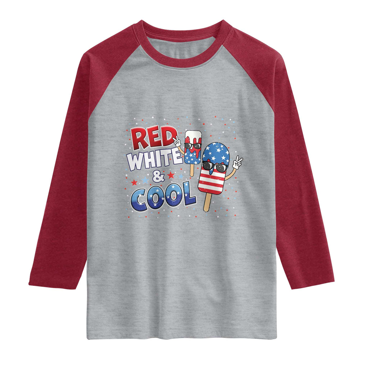American Flag Popsicle Raglan Shirt Red White And Cool
