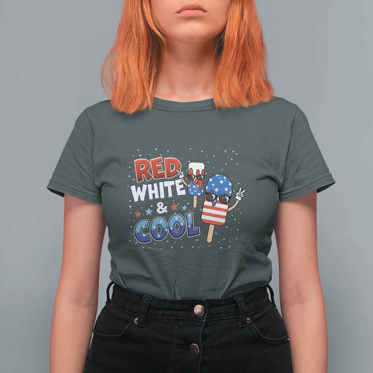 American Flag Popsicle T Shirt For Women Red White And Cool