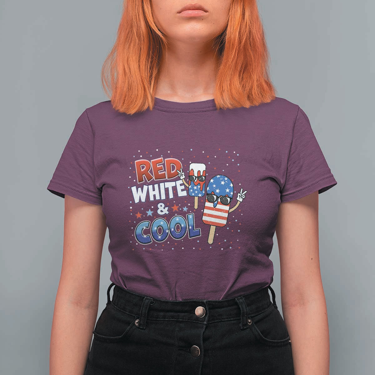 American Flag Popsicle T Shirt For Women Red White And Cool