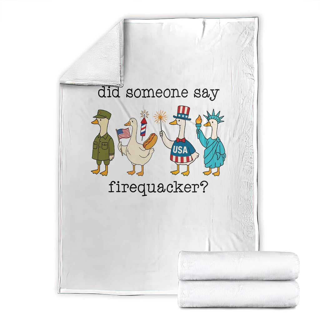 Funny Duck 4th Of July Throw Blanket Did Someone Say Firequacker