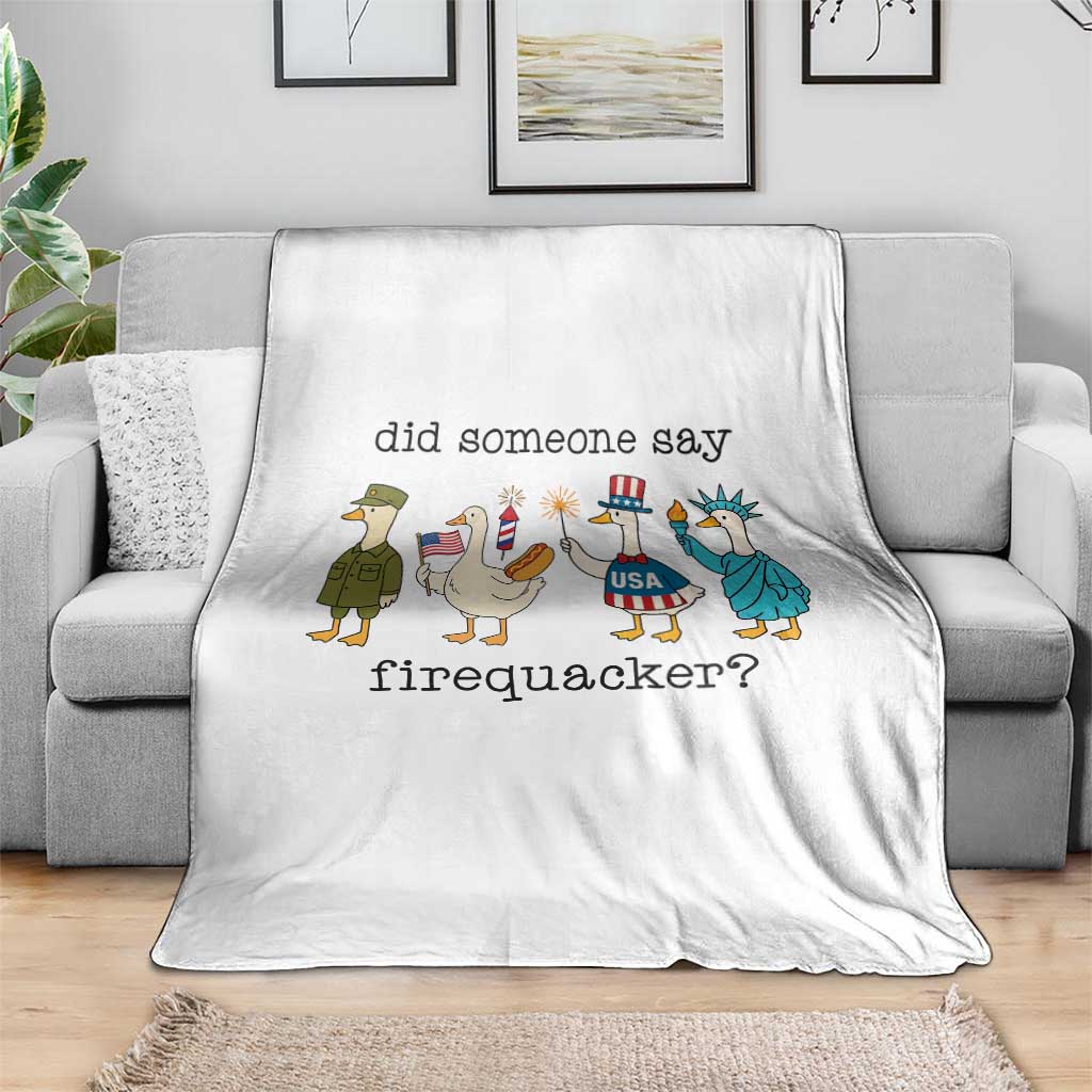 Funny Duck 4th Of July Throw Blanket Did Someone Say Firequacker