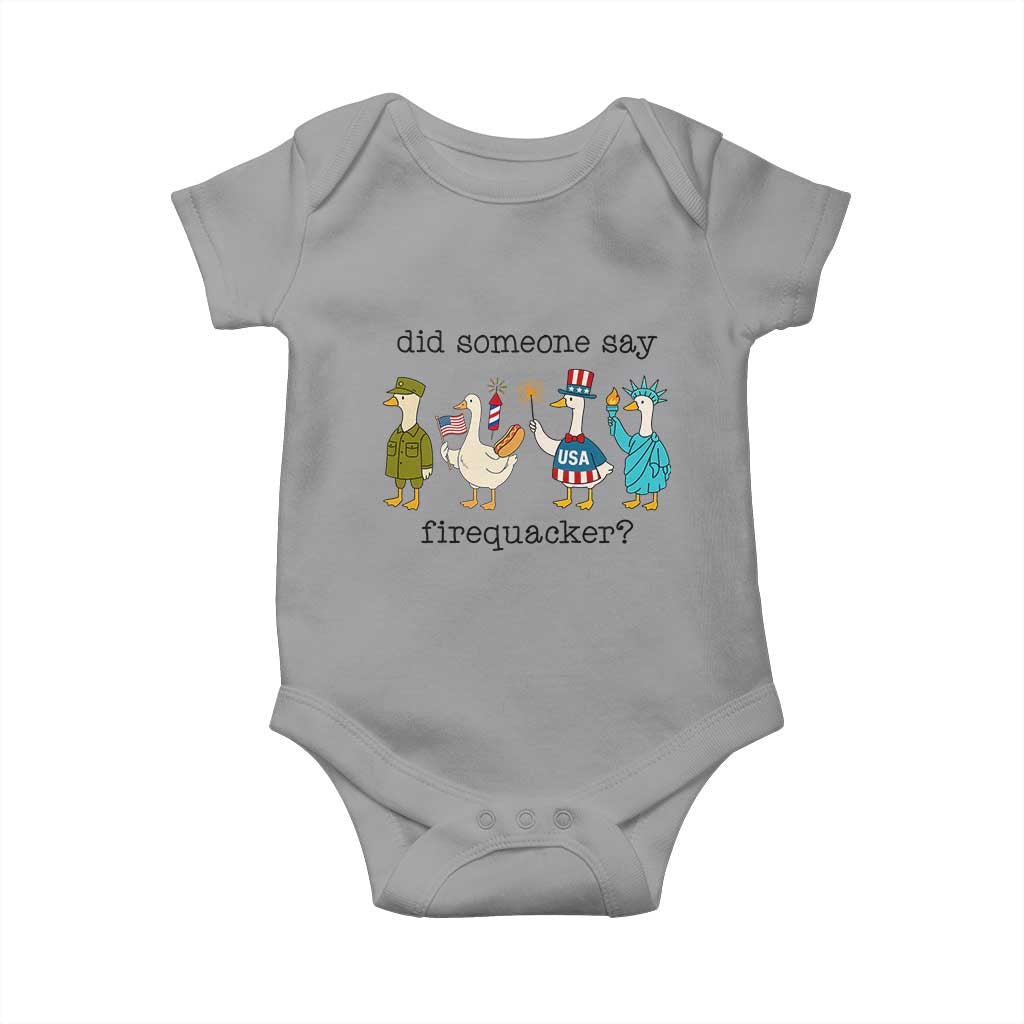 Funny Duck 4th Of July Baby Onesie Did Someone Say Firequacker