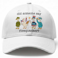 Funny Duck 4th Of July Baseball Cap Did Someone Say Firequacker