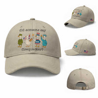 Funny Duck 4th Of July Baseball Cap Did Someone Say Firequacker