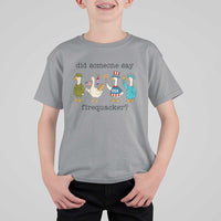 Funny Duck 4th Of July T Shirt For Kid Did Someone Say Firequacker