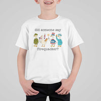 Funny Duck 4th Of July T Shirt For Kid Did Someone Say Firequacker