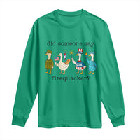 Funny Duck 4th Of July Long Sleeve Shirt Did Someone Say Firequacker