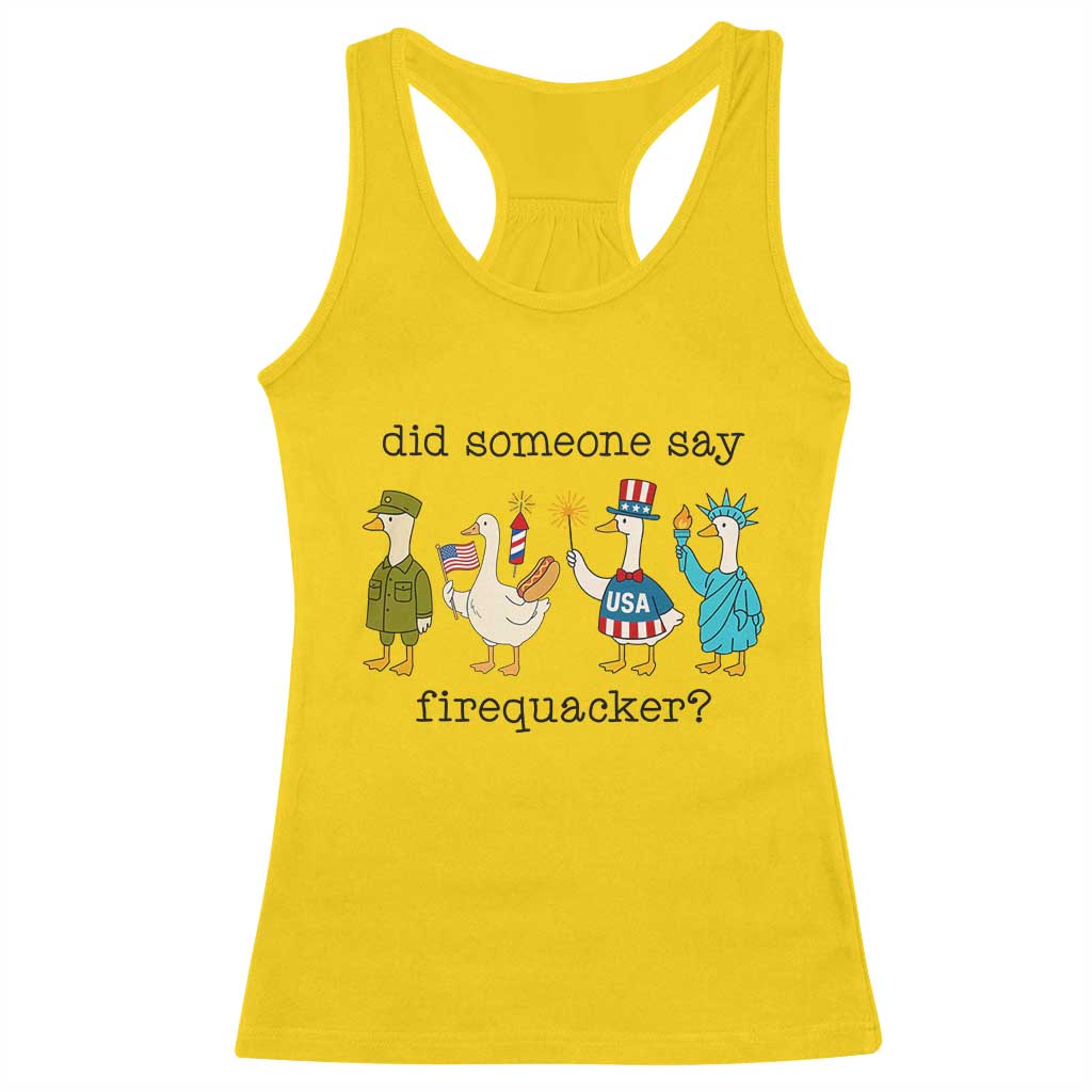 Funny Duck 4th Of July Racerback Tank Top Did Someone Say Firequacker