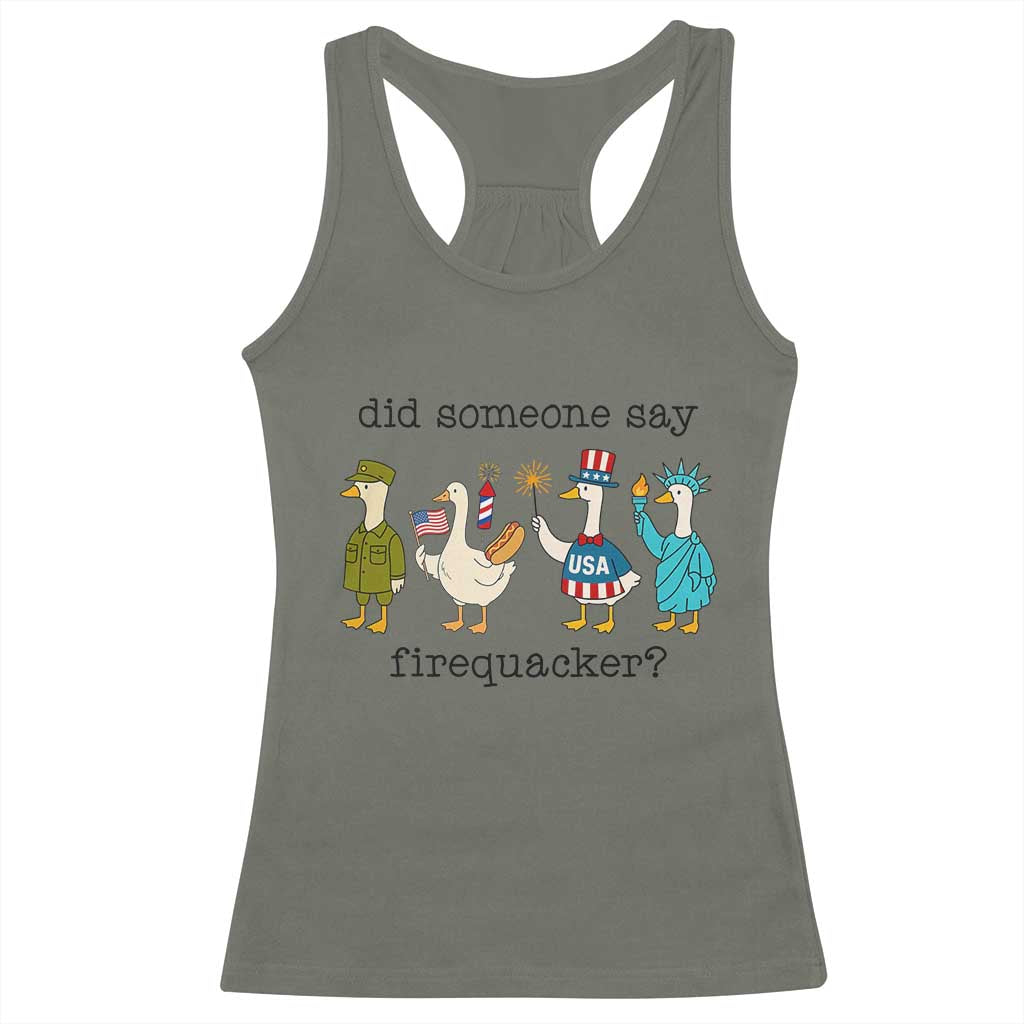 Funny Duck 4th Of July Racerback Tank Top Did Someone Say Firequacker