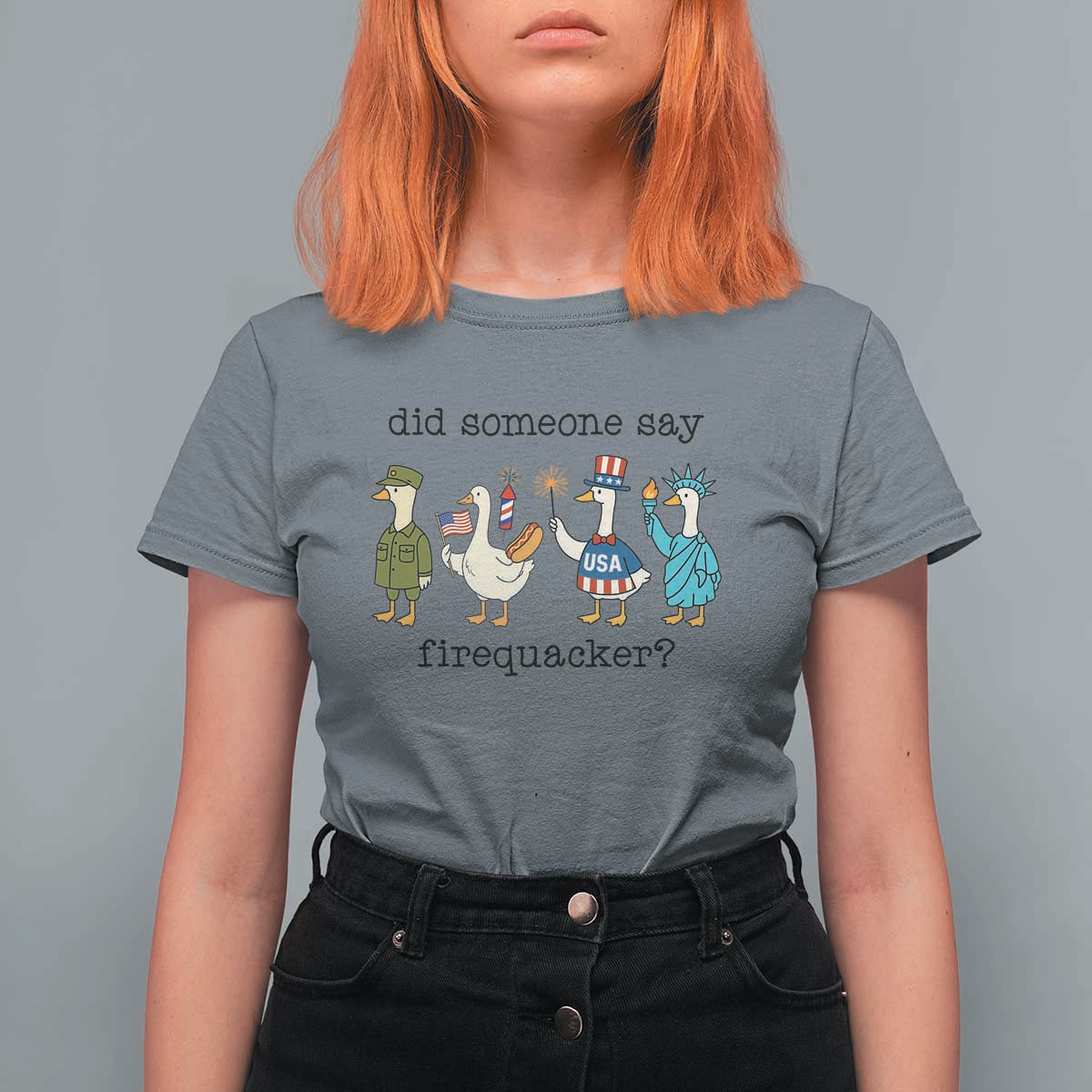 Funny Duck 4th Of July T Shirt For Women Did Someone Say Firequacker