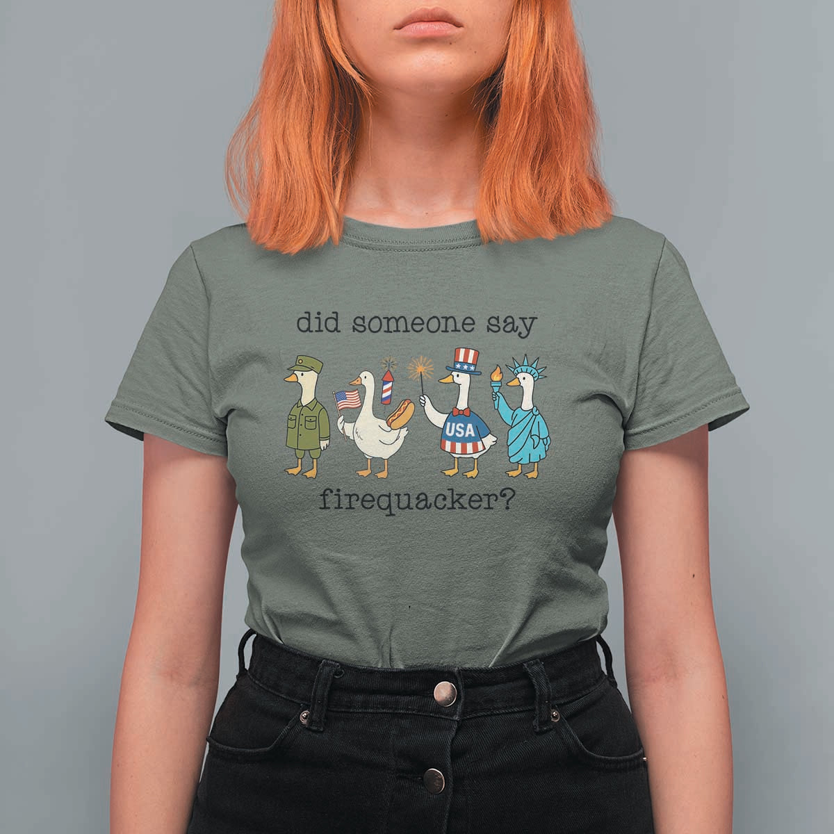 Funny Duck 4th Of July T Shirt For Women Did Someone Say Firequacker