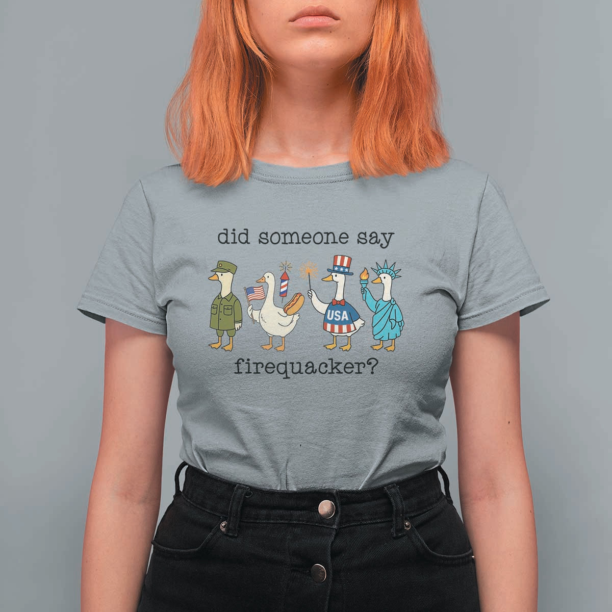 Funny Duck 4th Of July T Shirt For Women Did Someone Say Firequacker