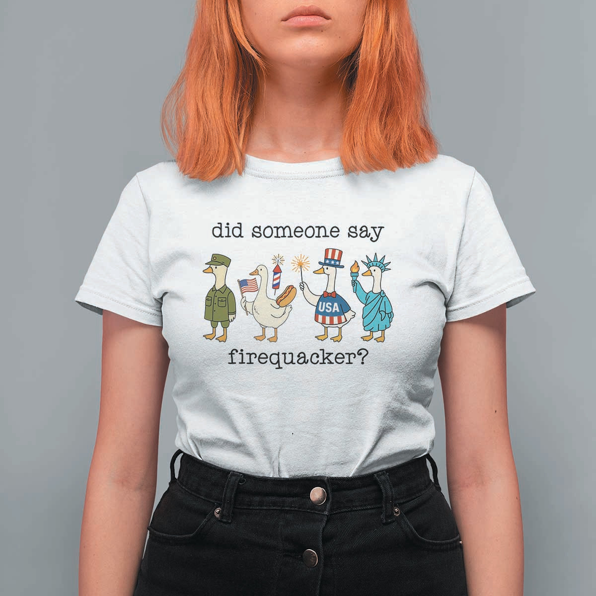 Funny Duck 4th Of July T Shirt For Women Did Someone Say Firequacker