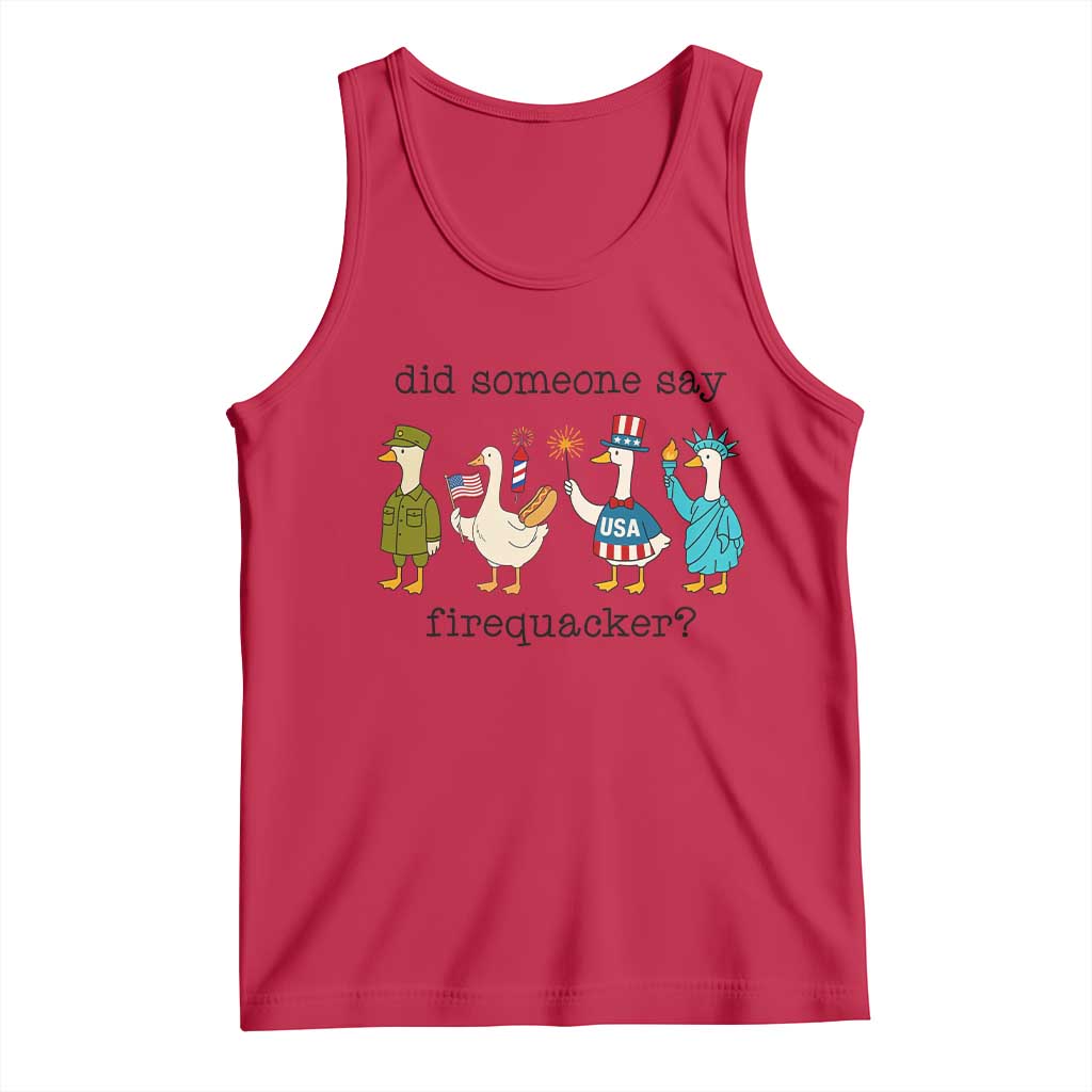 Funny Duck 4th Of July Tank Top Did Someone Say Firequacker