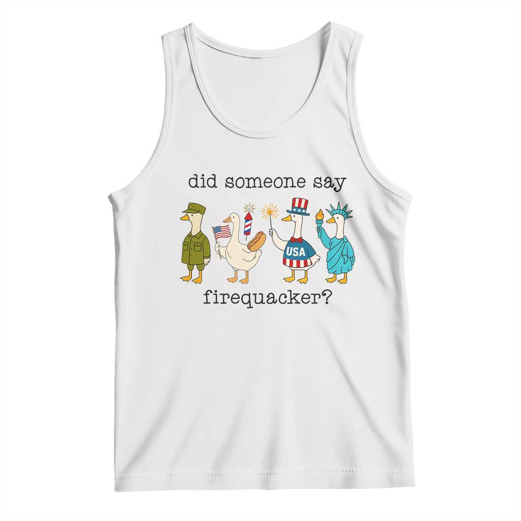 Funny Duck 4th Of July Tank Top Did Someone Say Firequacker