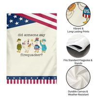 Funny Duck 4th Of July Patriotic Garden Flag Did Someone Say Firequacker