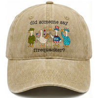 Funny Duck 4th Of July Washed Cotton Baseball Cap Did Someone Say Firequacker