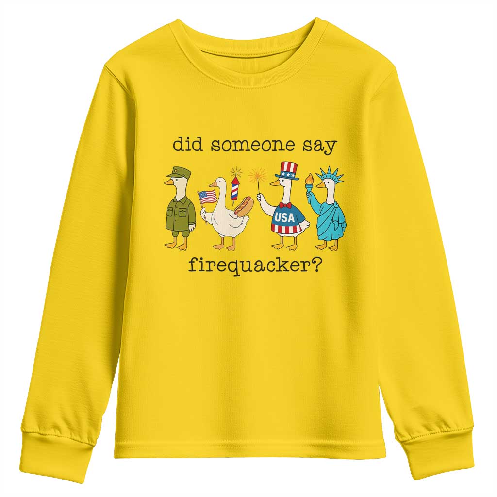 Funny Duck 4th Of July Youth Sweatshirt Did Someone Say Firequacker