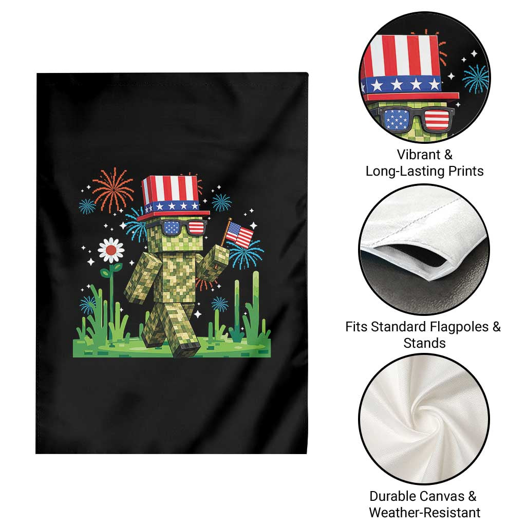 4th Of July Gamer Garden Flag Pixel Art US Flag Gaming