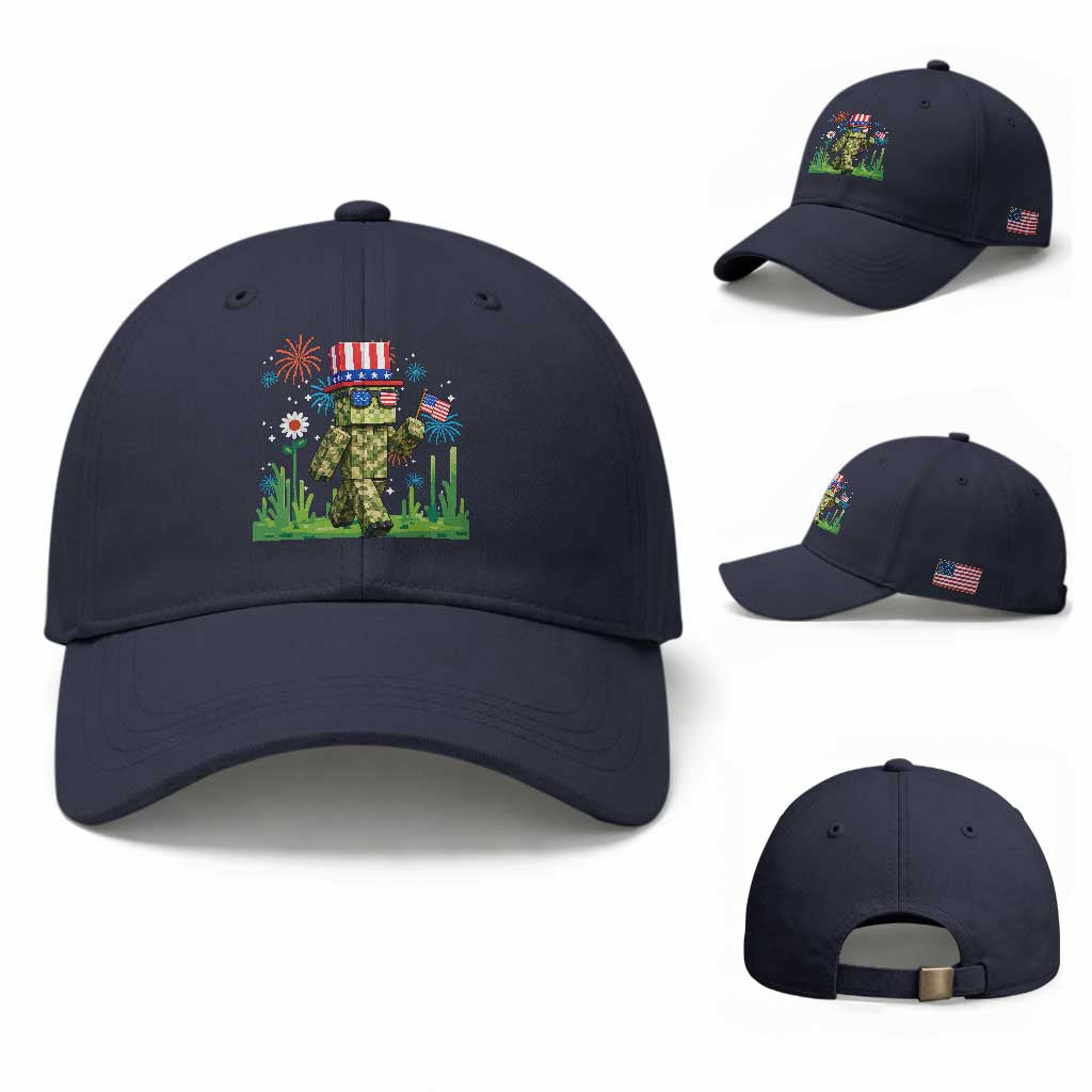 4th Of July Gamer Baseball Cap Pixel Art US Flag Gaming