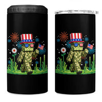 4th Of July Gamer 4 in 1 Can Cooler Tumbler Pixel Art US Flag Gaming
