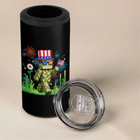 4th Of July Gamer 4 in 1 Can Cooler Tumbler Pixel Art US Flag Gaming
