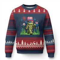 4th Of July Gamer Ugly Christmas Sweater Pixel Art US Flag Gaming