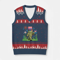 4th Of July Gamer V-Neck Knit Sweater Vest Pixel Art US Flag Gaming